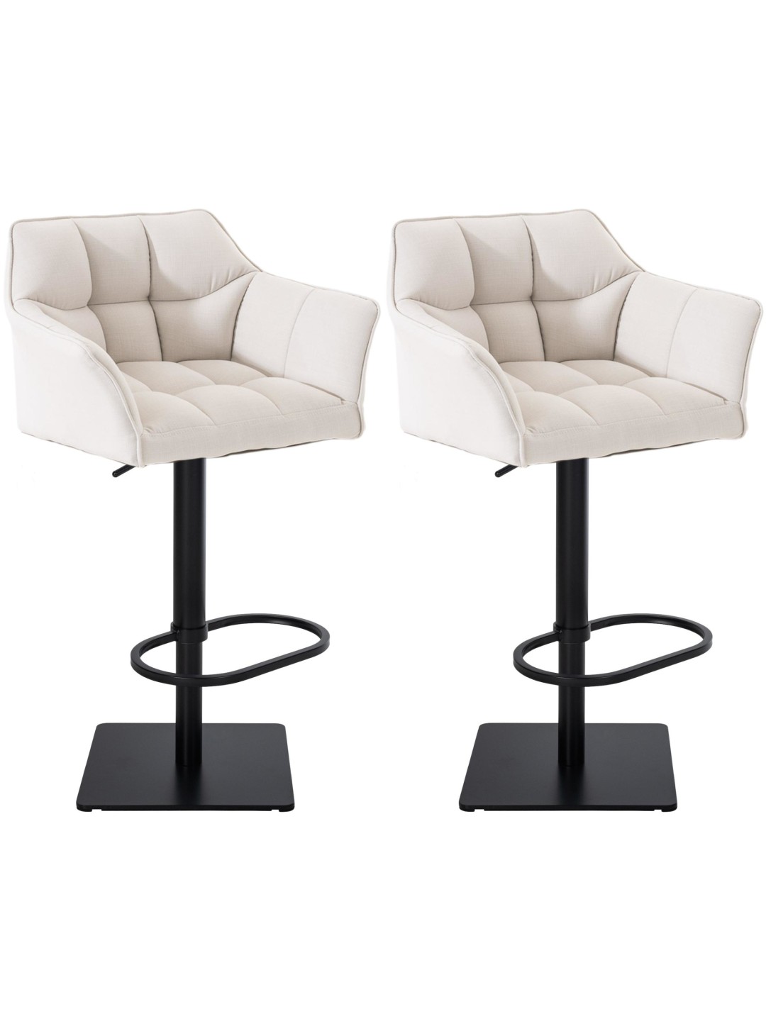 Lot de 2 tabourets de bar tissu Damaso, blanc