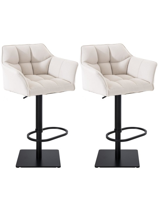 Lot de 2 tabourets de bar tissu Damaso, blanc