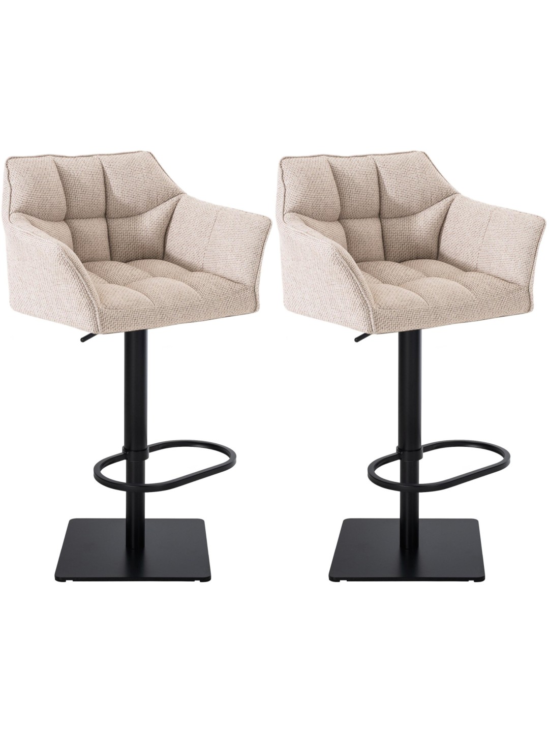 Lot de 2 tabourets de bar tissu Damaso, ivoire