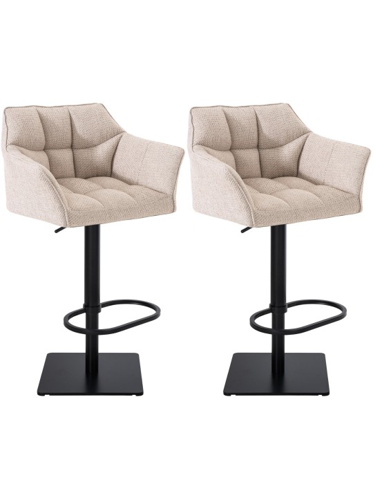 Lot de 2 tabourets de bar tissu Damaso, ivoire