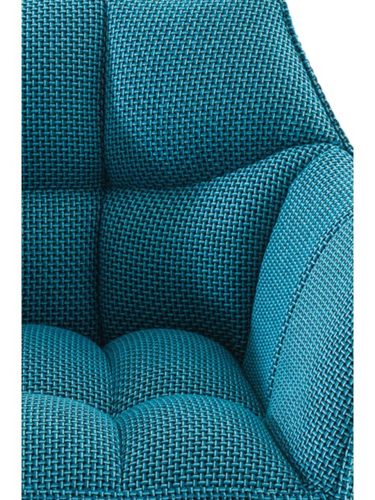 Lot de 2 tabourets de bar tissu Damaso acier inoxydable, turquoise