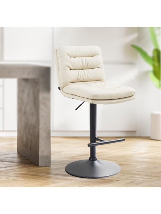 Tabouret de bar Damar simili cuir, crème