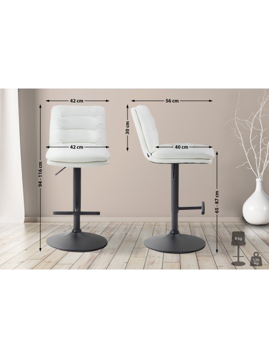 Tabouret de bar Damar simili cuir, blanc