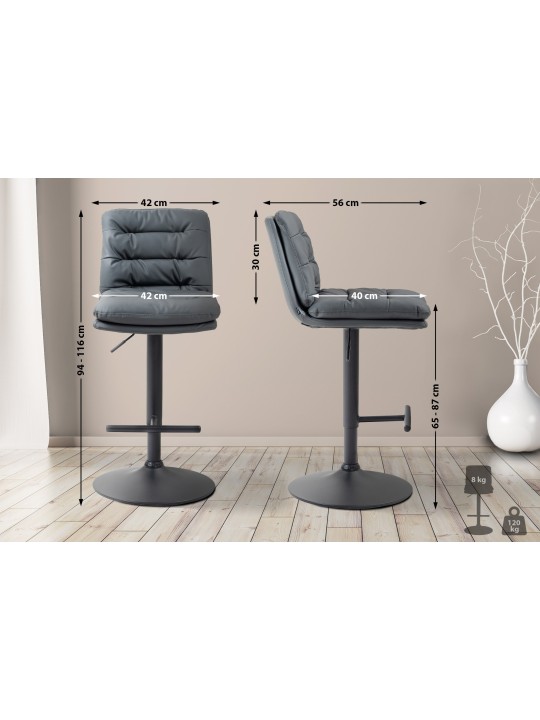 Tabouret de bar Damar simili cuir, gris Tabouret de bar Damar simili cuir, gris