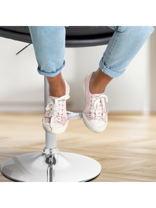 Tabouret de bar Damar simili cuir chromé, noir