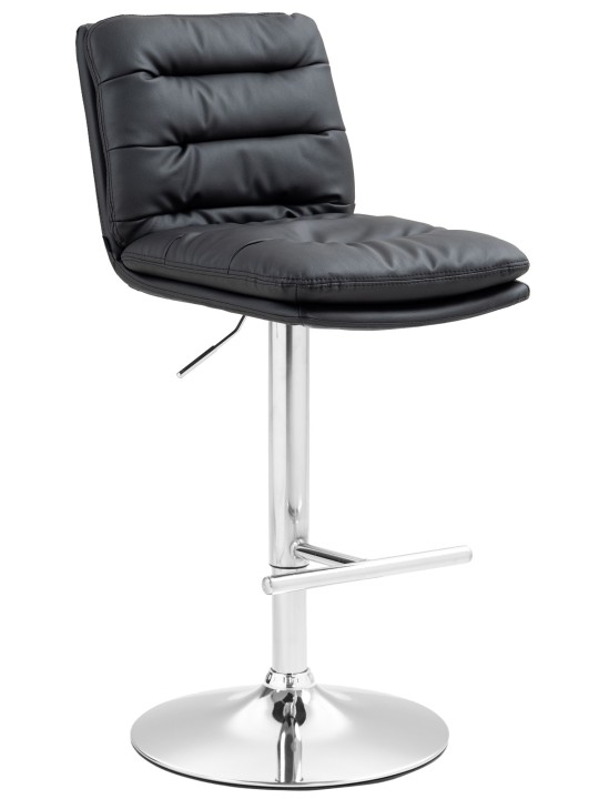 Tabouret de bar Damar simili cuir chromé, noir