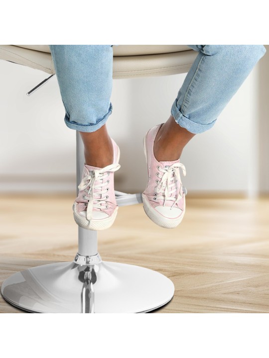 Tabouret de bar Damar simili cuir chromé, crème