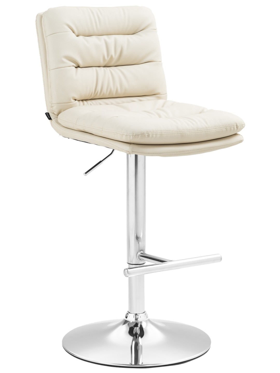 Tabouret de bar Damar simili cuir chromé, crème