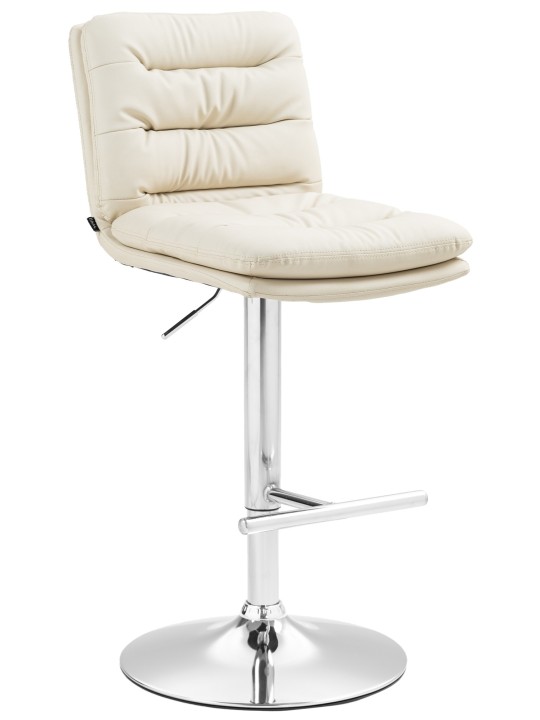 Tabouret de bar Damar simili cuir chromé, crème