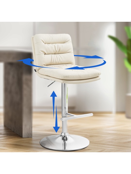 Tabouret de bar Damar simili cuir chromé, crème