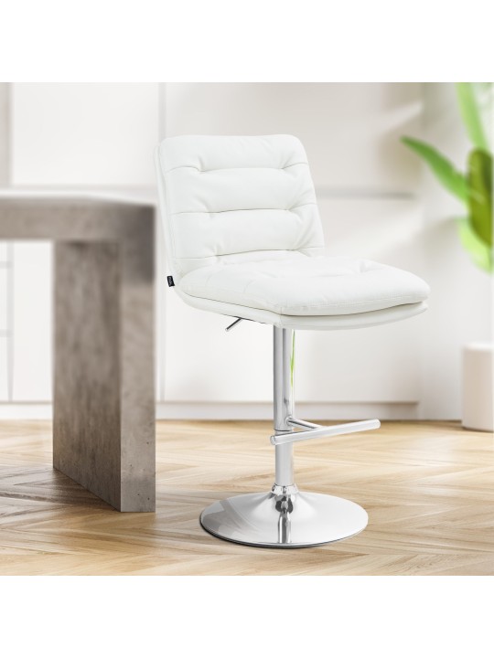 Tabouret de bar Damar simili cuir chromé, blanc Tabouret de bar Damar simili cuir chromé, blanc