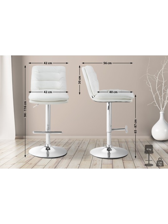 Tabouret de bar Damar simili cuir chromé, blanc Tabouret de bar Damar simili cuir chromé, blanc