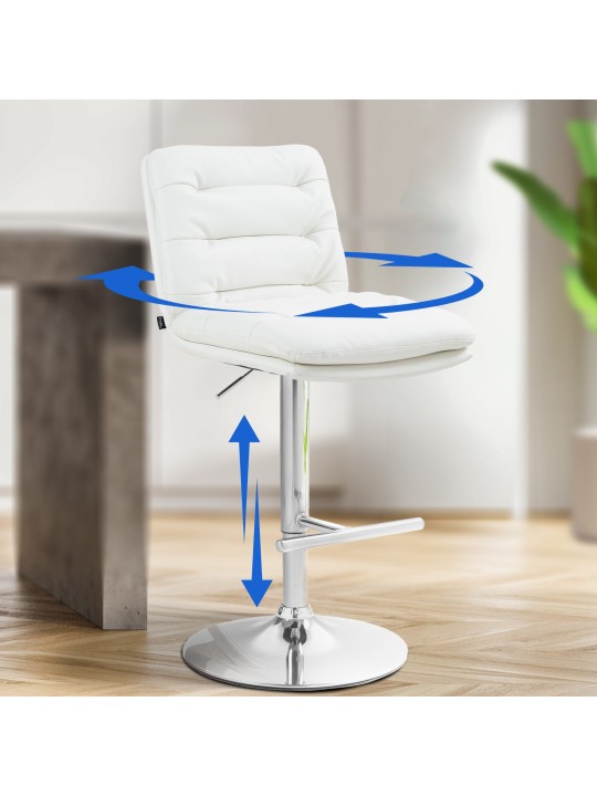 Tabouret de bar Damar simili cuir chromé, blanc Tabouret de bar Damar simili cuir chromé, blanc