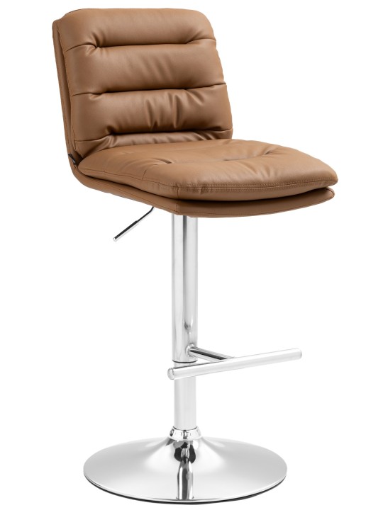 Tabouret de bar Damar simili cuir chromé, brun clair