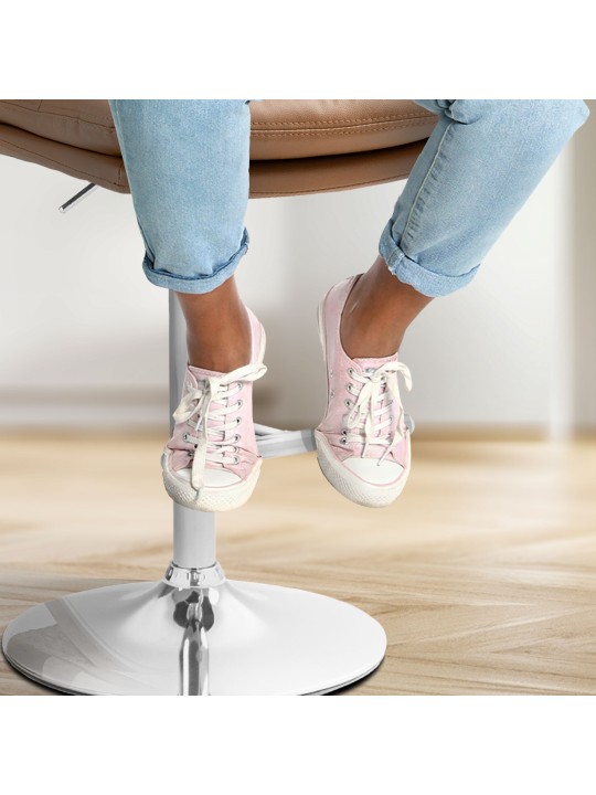 Tabouret de bar Damar simili cuir chromé, brun clair