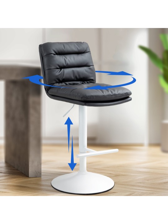 Tabouret de bar Damar simili cuir, noir