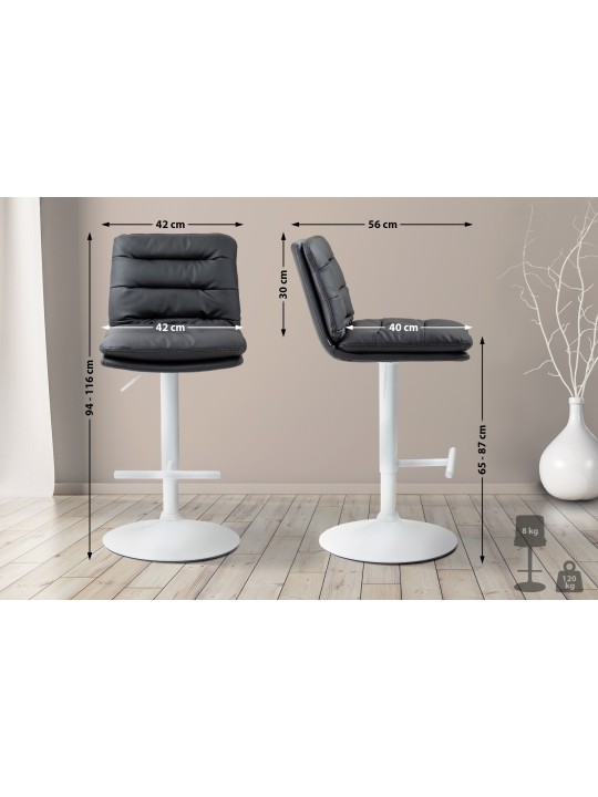Tabouret de bar Damar simili cuir, noir