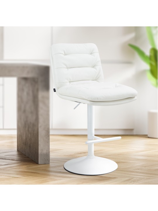 Tabouret de bar Damar simili cuir, blanc
