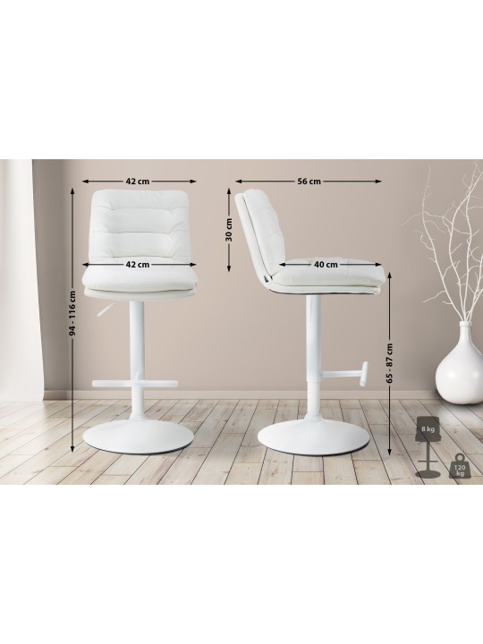 Tabouret de bar Damar simili cuir, blanc