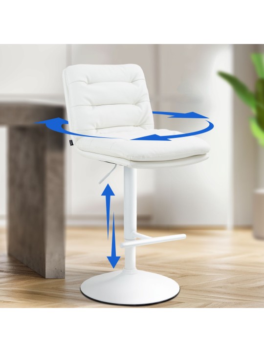 Tabouret de bar Damar simili cuir, blanc