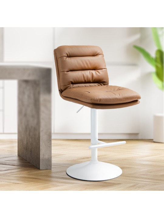 Tabouret de bar Damar simili cuir, brun clair