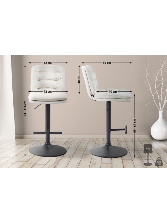 Tabouret de bar velours Damar, crème
