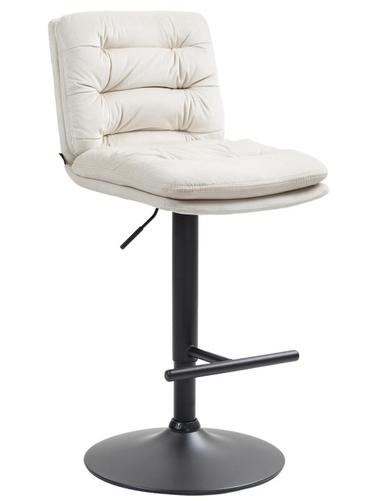 Tabouret de bar velours Damar, crème