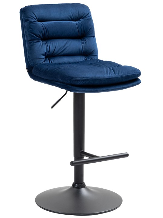 Tabouret de bar velours Damar, bleu