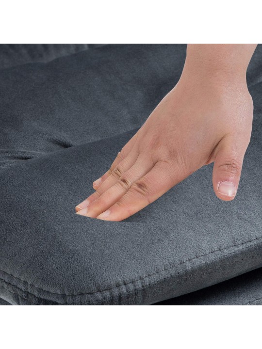 Tabouret de bar velours Damar, gris foncé