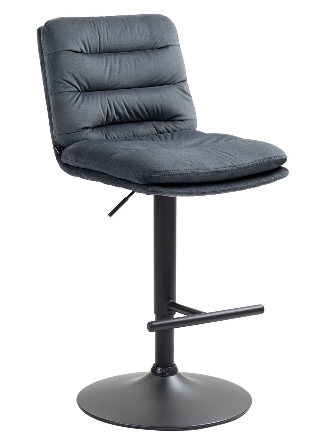 Tabouret de bar velours Damar, gris foncé