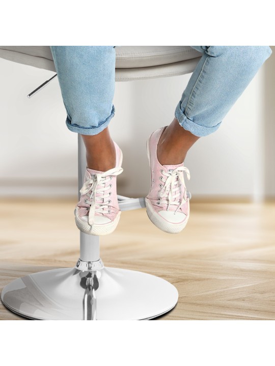 Tabouret de bar Damar velours chrome, crème
