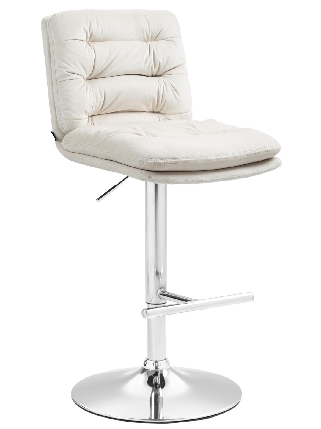 Tabouret de bar Damar velours chrome, crème
