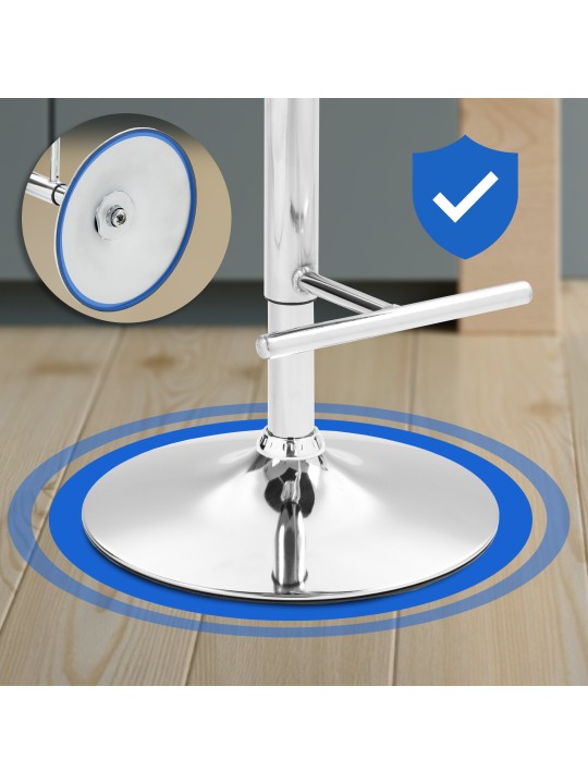 Tabouret de bar Damar velours chrome, bleu