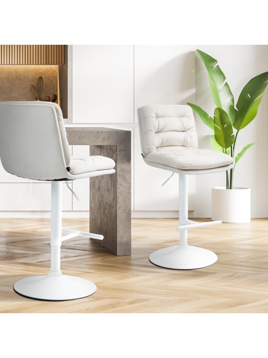 Tabouret de bar velours Damar, crème Tabouret de bar velours Damar, crème