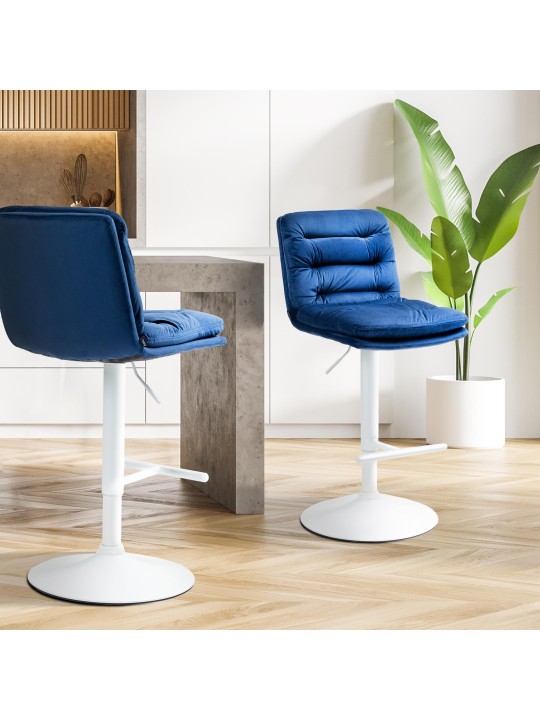 Tabouret de bar velours Damar, bleu Tabouret de bar velours Damar, bleu