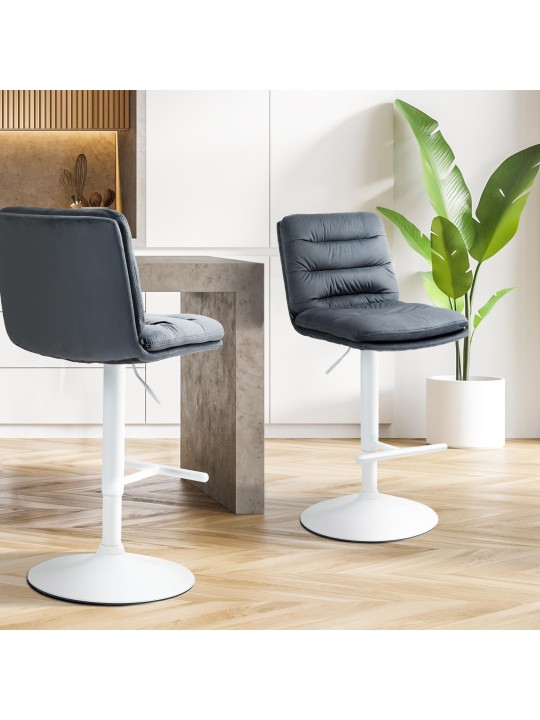 Tabouret de bar velours Damar, gris foncé