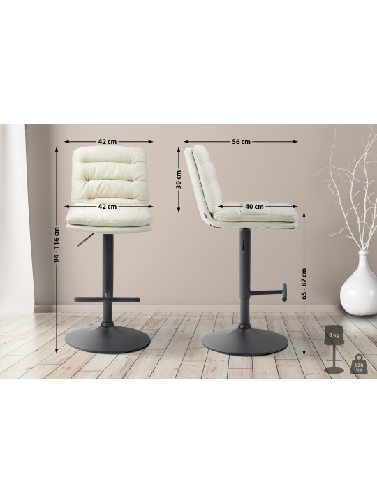 Tabouret de bar tissu Damar, crème