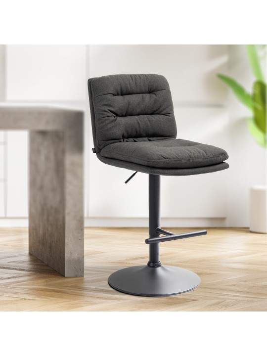 Tabouret de bar tissu Damar, gris foncé