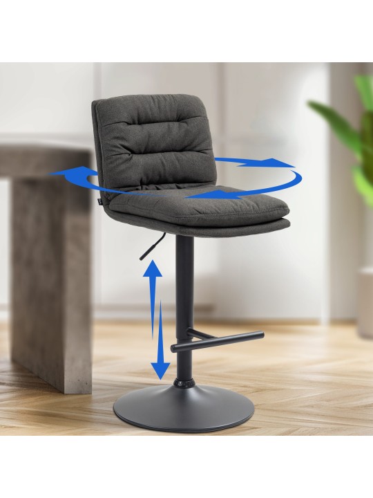 Tabouret de bar tissu Damar, gris foncé
