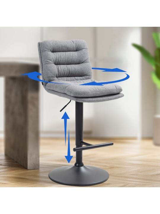 Tabouret de bar tissu Damar, gris