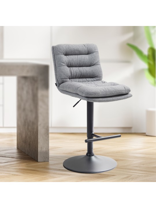Tabouret de bar tissu Damar, gris