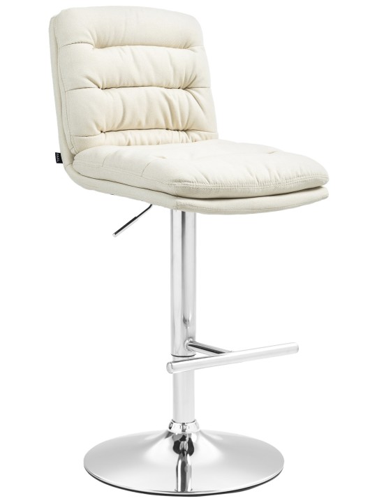 Tabouret de bar Damar tissu chromé, crème