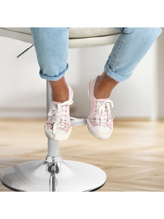 Tabouret de bar Damar tissu chromé, crème