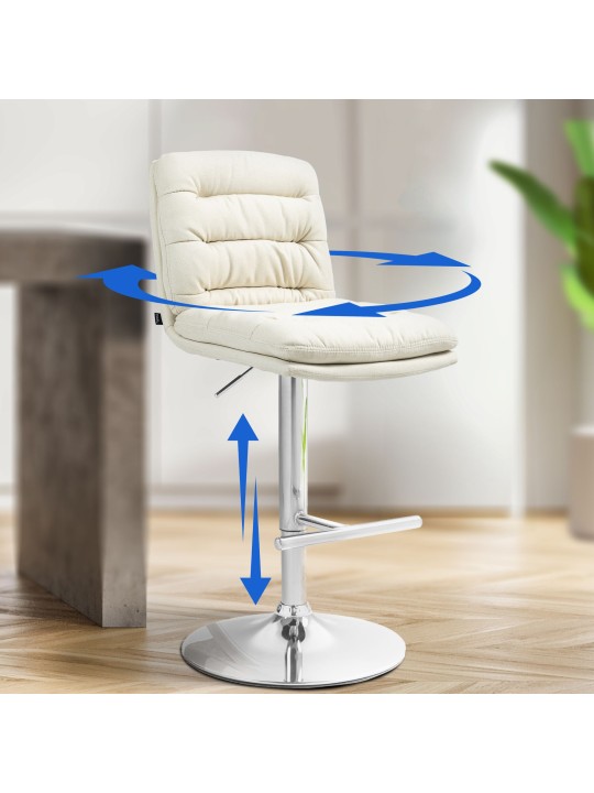 Tabouret de bar Damar tissu chromé, crème