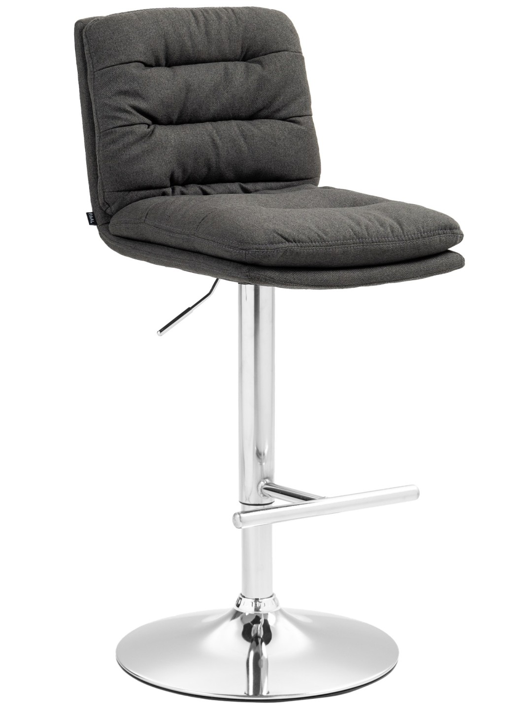 Tabouret de bar Damar tissu chromé, gris foncé