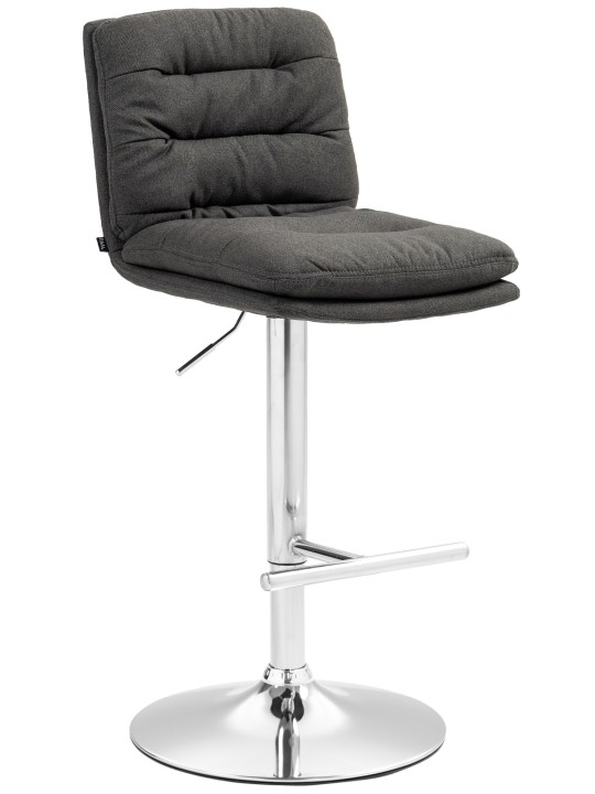 Tabouret de bar Damar tissu chromé, gris foncé