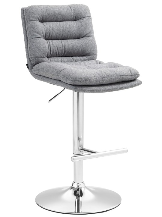 Tabouret de bar Damar tissu chromé, gris