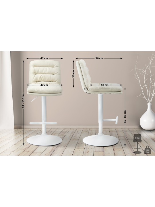 Tabouret de bar tissu Damar, crème