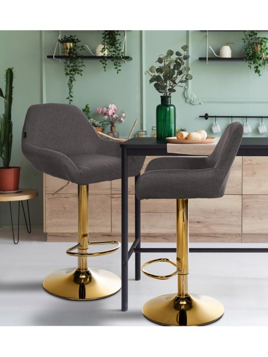 Tabouret de bar Braga Gold tissu, gris foncé Tabouret de bar Braga Gold tissu, gris foncé