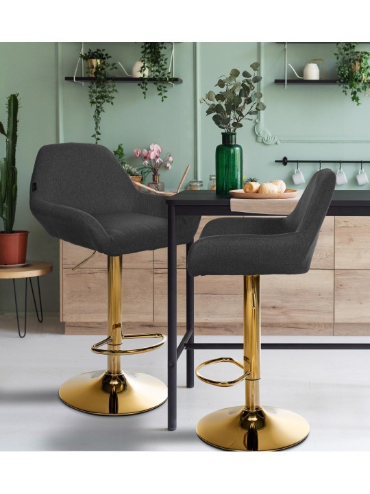 Tabouret de bar Braga Gold tissu, noir